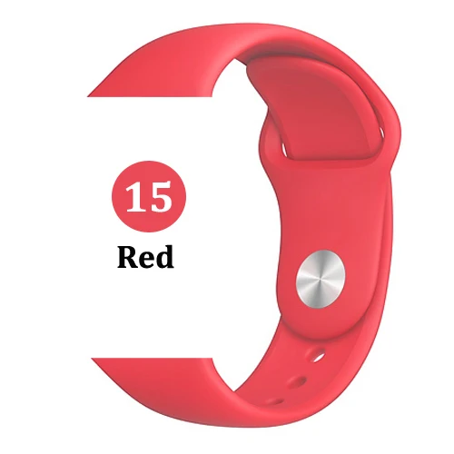 15-red Ремешок для apple watch band 4 3 correa iwatch band 42 мм/38 мм 44 мм/40 мм 2 спортивный силиконовый браслет pulseira apple watch аксессуары - Цвет ремешка: 15-red