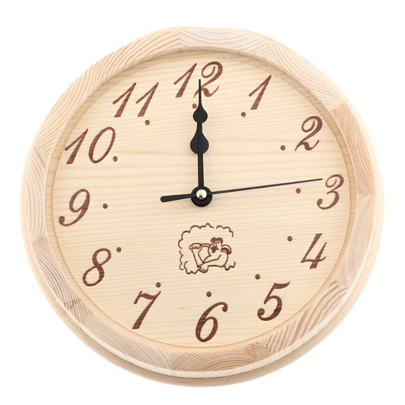 9 Inch Sauna Wooden Clock Timer Sauna Accessories for Outdoor Indoor Wall Requires Sauna Room