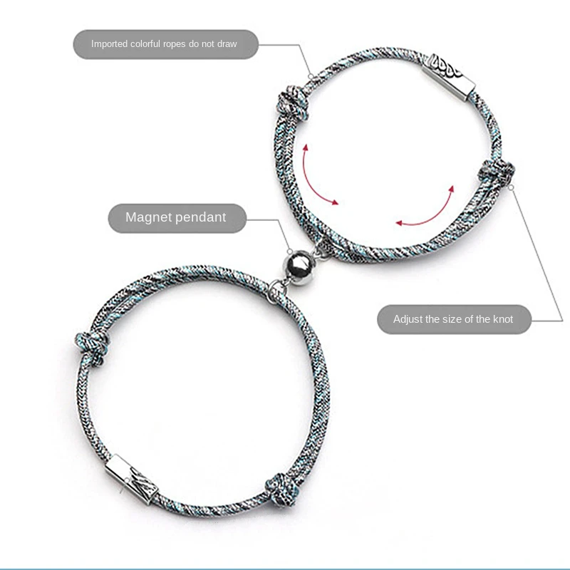 Couple Bracelet for Women Infinite Love Paired Coupling Magnetic Clasp Adjustable Chain Men Fashion Jewelry | Украшения и