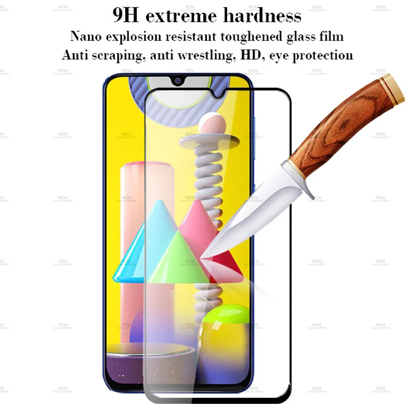 2-in-1 camera protector on sumsung m31 tempered glass for samsung galaxy m 31 sm-m315f 9D safety glasses film samsungm31 |