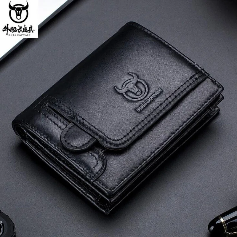 BULLCAPTAIN мужской кошелек из натуральной воловьей кожи RFID отделение для монет