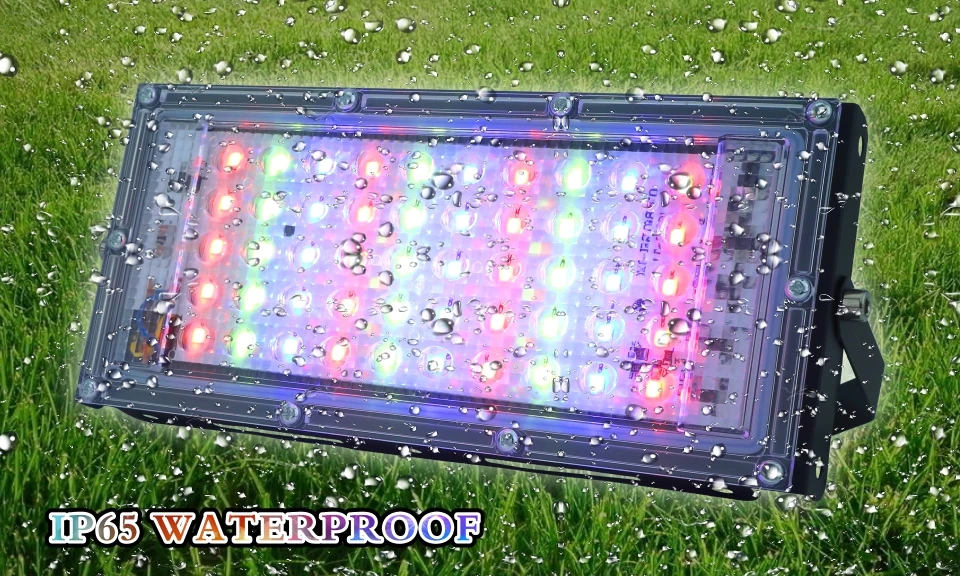 50 Вт светодиодный RGB прожектор светильник лампа AC 220V 230V 240V напольный светильник IP65 Водонепроницаемый отражатель Светодиодный точечный светильник с пультом дистанционного управления Управление