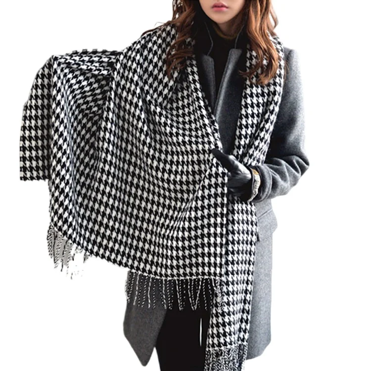 

Ladies Scarf Fall/Winter Oversized Shawl Ladies Fringed Thousand Birds Check Cashmere Scarf
