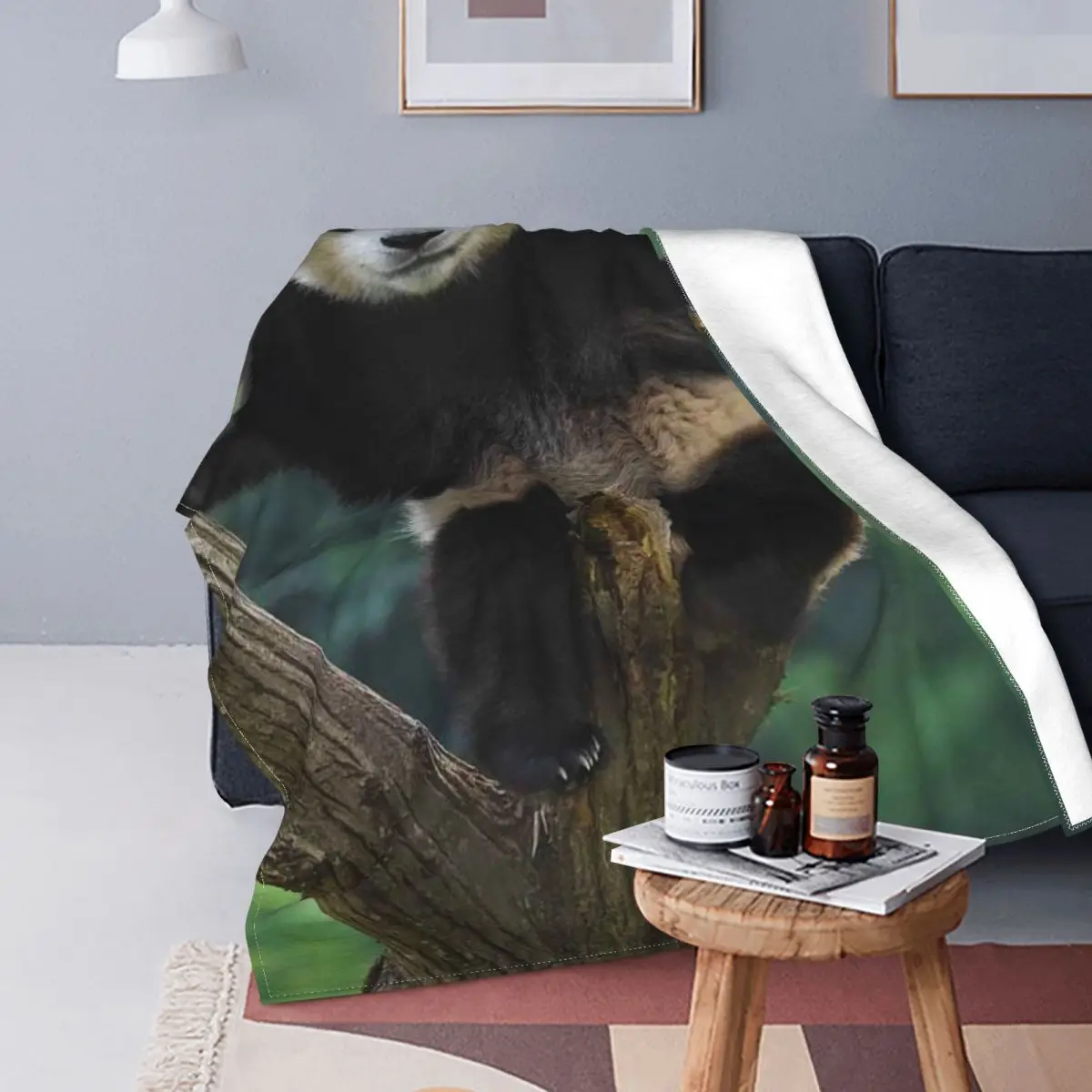 

Manta de franela con diseño de Panda en el árbol para el hogar, colcha moderna supercálida para primavera y otoño, envío gratis