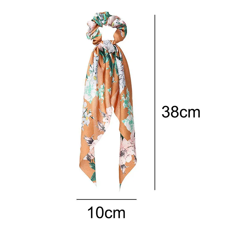 

Fashion Flower Printed Retro French Elastic Hair Bands Women Girls Elastic Hair Bands Floral Long Ribbon Hair Accessories