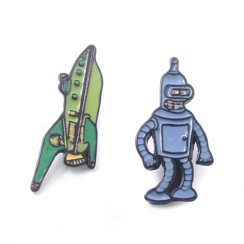 Креативный мультфильм значок Futurama робот космический корабль булавки для