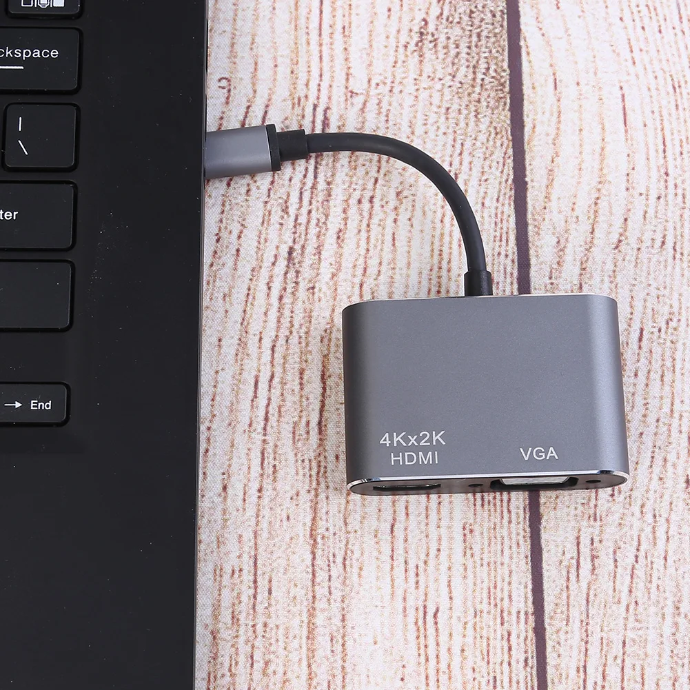 Адаптер VGA 3 0 P совместимый с USB 1080 Type C и HDMI высокая прочность 2 в 1| |