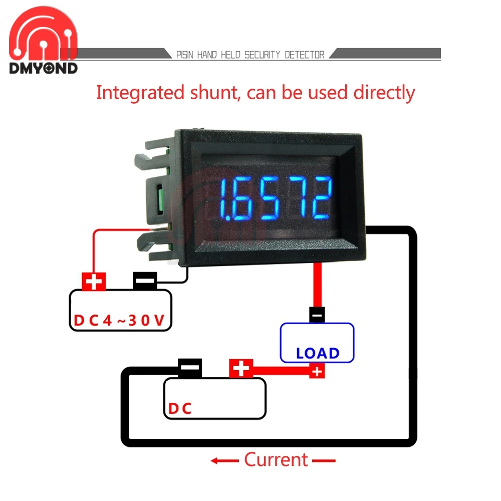 Цифровой амперметр встроенный Шунт миниатюрный измеритель тока DC 0- 30A/5mA/50mA 0-3.0000A