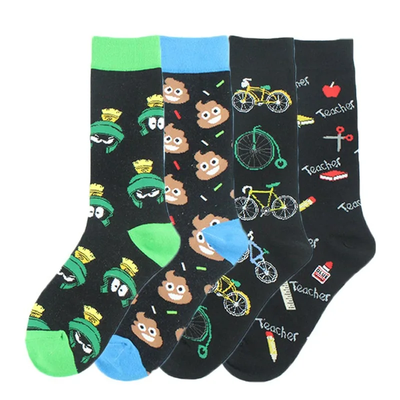 Adult Cotton Dark Colour Socks Ink Ruler Pencil Apple Wheel Knee High New Happy Poop Street Skateboard Crown Ninja Craze Teacher |