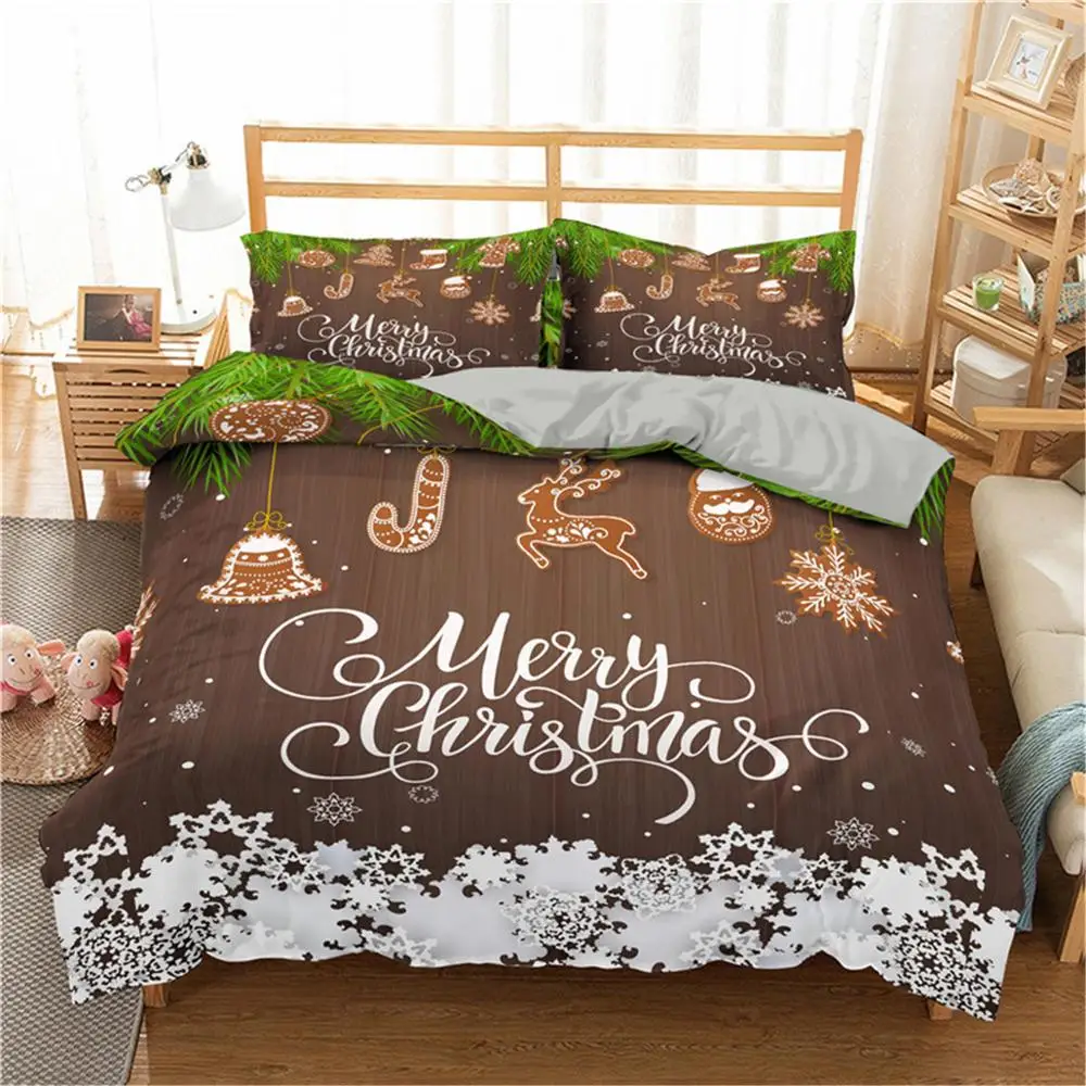 

Boniu Merry Christmas Bedding Cover 3d Printed Deer And Santa Claus Duvet Cover Set With Pillowcase Polyester Bedclothes