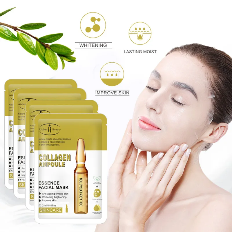

10Pc Collagen Ampoule Essence Cleansing Smooth Facial Mask Moisturizing Exfoliating Collagen Anti-Aging Oil-control Freckle Mask