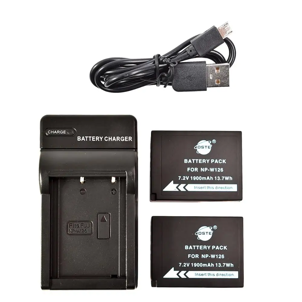 DSTE 2x NP-W126 NP-W126S Батарея + USB Зарядное устройство Комплект для ЖК-дисплея с