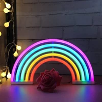 rainbow night light rainbow neon sign light battery or usb operated led neon light for girls bedroom hanging wall party decorati