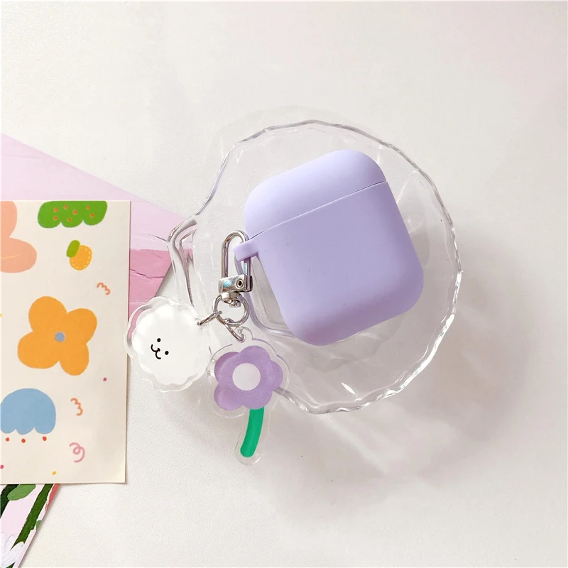 

Cute Puppy Purple Silicone Earphone Cover Case for Airpods 1 2 3 with Keychain for Airpods Pro Wireless Bluetooth Soft Earphone