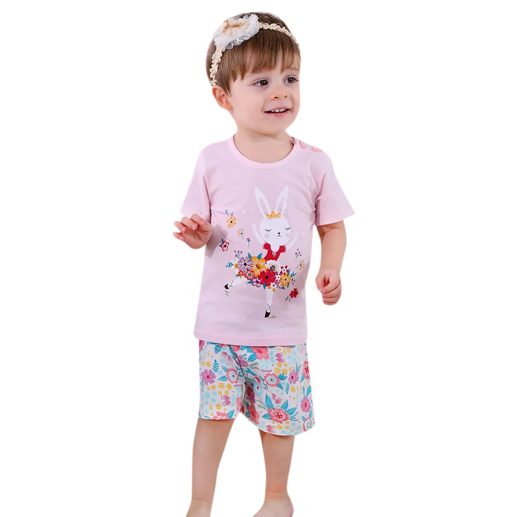 Летний комплект одежды для маленьких мальчиков и девочек из 2 предметов с