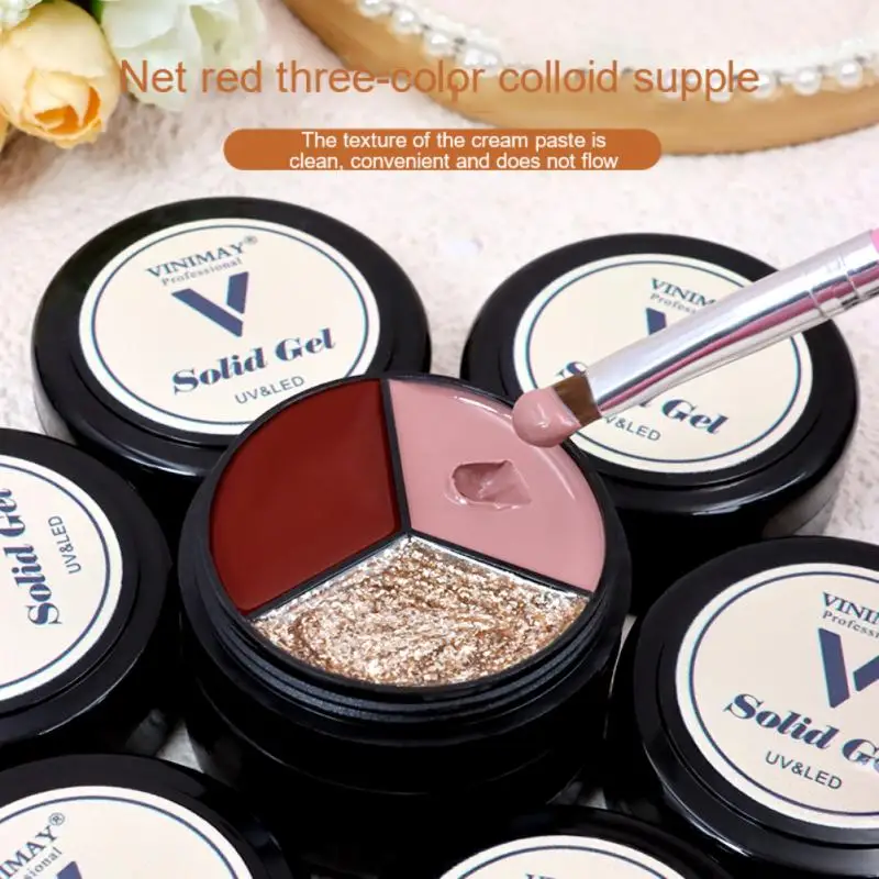 

Three-color Solid Nail Polish Japanese Canned Solid Gel Cream Nail Glue UV LED Ink Color Varnish Gel Nail Polish Lacquer TSLM1
