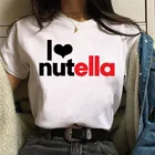 Женская футболка с принтом I Love Nutella Kawaii, модная футболка в стиле 90-х Harajuku Ullzang, милый Графический Топ в Корейском стиле с героями мультфильмов, футболки