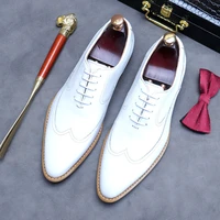 desai new style leather shoes mens business dress breathable leather shoe british lace up fashion wedding party white shoes men