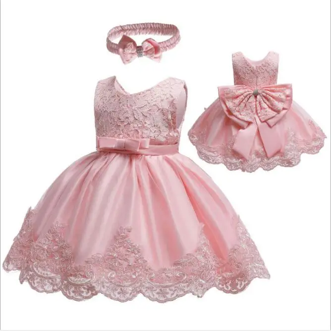Платья принцессы на первый день рождения для маленьких девочек Одежда