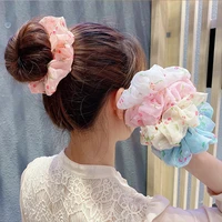 1pcs japanese and korean sen series small fresh cherry hair ring sweet girl organza french floral large intestine ring head rope