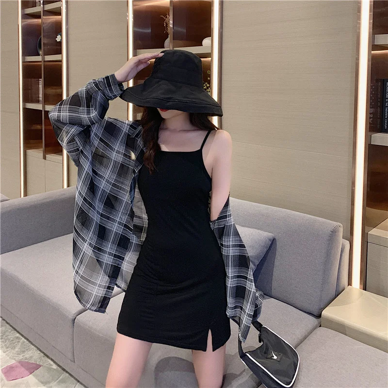 Модный костюм с юбкой по цене Тонкая Клетчатая Солнцезащитная куртка рубашка и