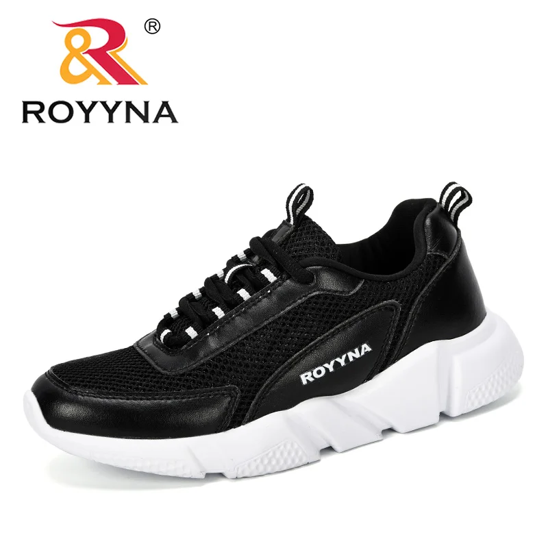 ROYYNA/Новинка года; дизайнерская популярная повседневная женская обувь; женские дышащие кроссовки из сетки на шнуровке; zapatillas mujer; Уличная обувь - Цвет: Black