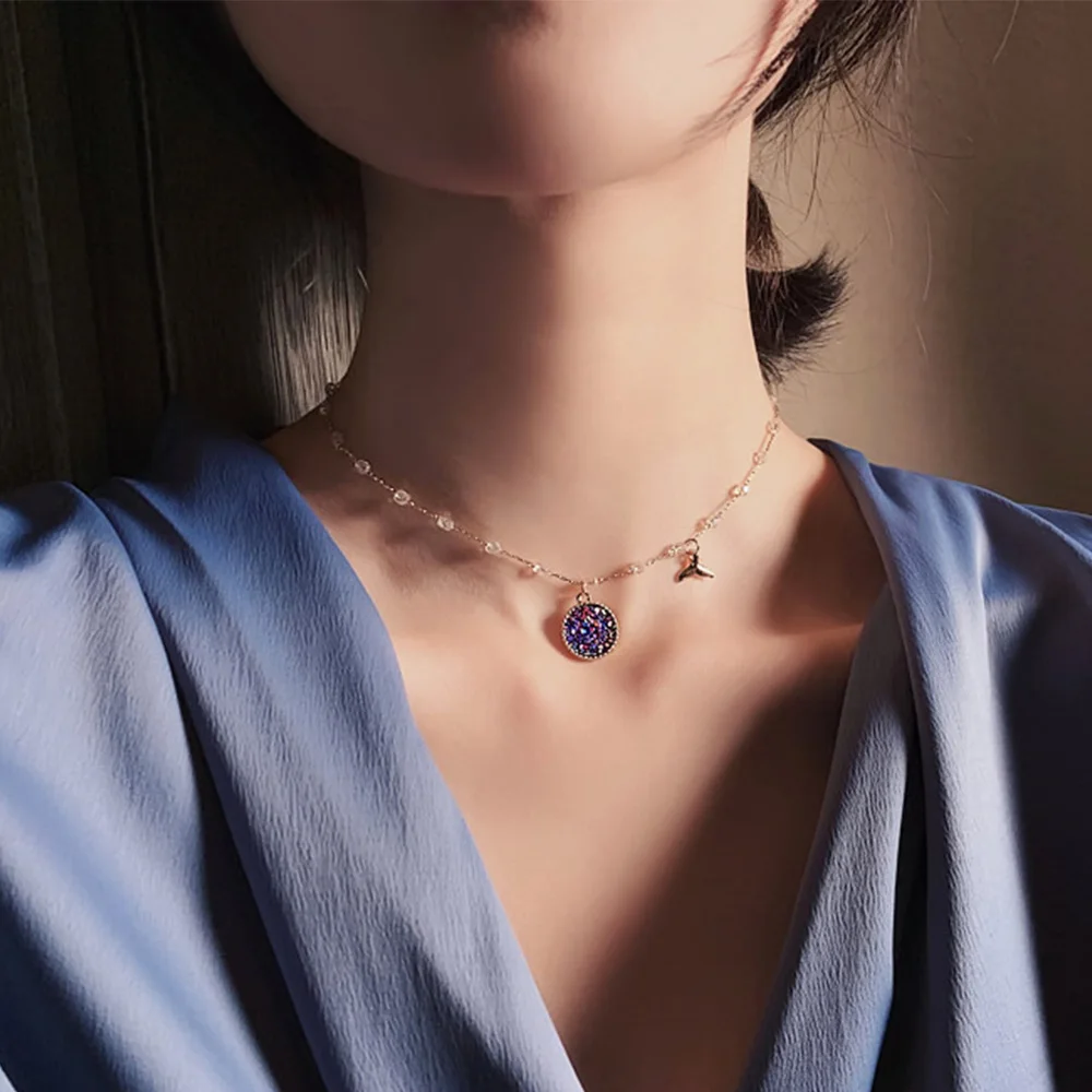 

Ожерелье-чокер круглой формы с кристаллами золотого цвета, ожерелье-чокер с подвеской в виде линии русалки