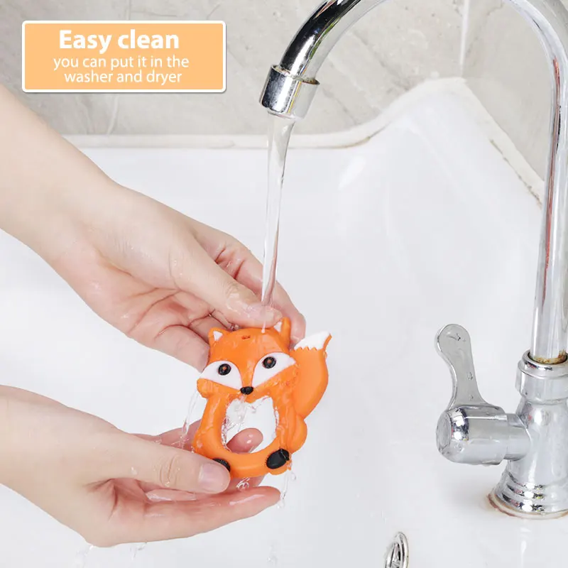 Chenkai 10pcs Silicone Fox Teether DIY Baby Rattle Pacifier Dummy Teething Nursing Animal Pendant Jewelry Sensory Toy BPA Free