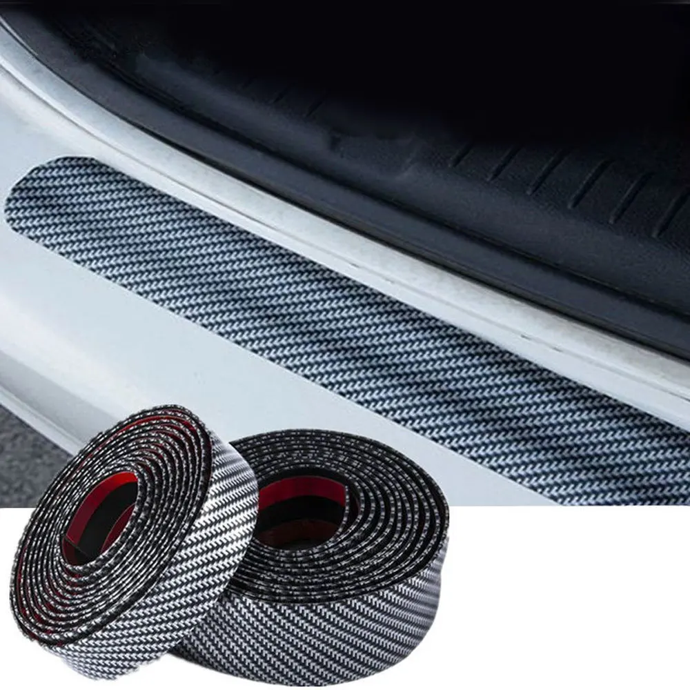 

1pc Car Auto SUV Vehicle Durable Carbon Fiber Rubber Edge Guard Strip Door Sill Protector Exterior Accessory 3CM * 1M Universal