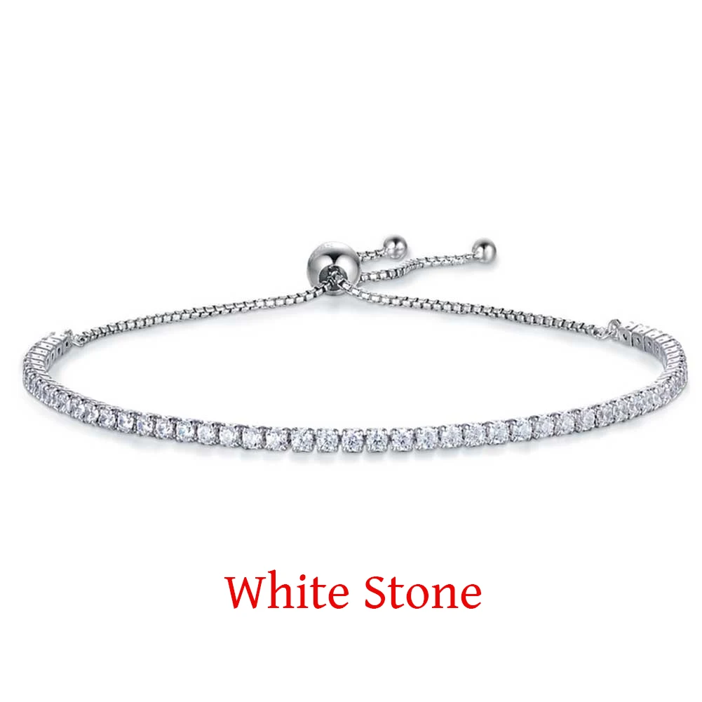 White Stone Г. роскошные 925 Розовый Серебряный Шарм цепи подходят Теннис браслет Бусины для Для женщин авторские украшения - Окраска металла: White Stone