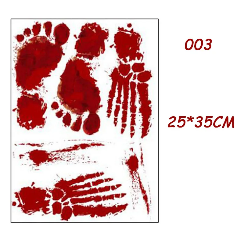 Horror Blood Handprint Footprint Fingerprint Halloween Sticker Wall Window Floor Decor Haunted House |