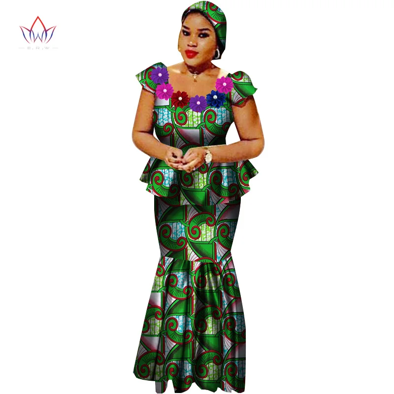 16 African Bazin Riche Dresses for Women Set Clothes Skirt Top Sets for Women High Waist Skirt Long African Skirt Plus Size WY2564 - Цвет: 16