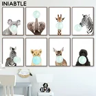 Зебра жирафа слон животное холст постер детская стена Художественная печать картина детская картина Скандинавское украшение для детской комнаты