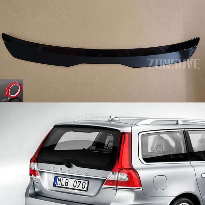 

Use For Volvo V70 2009-2014 Year Roof Spoiler Carbon Fiber Look Accessories Body Kit Factory Style