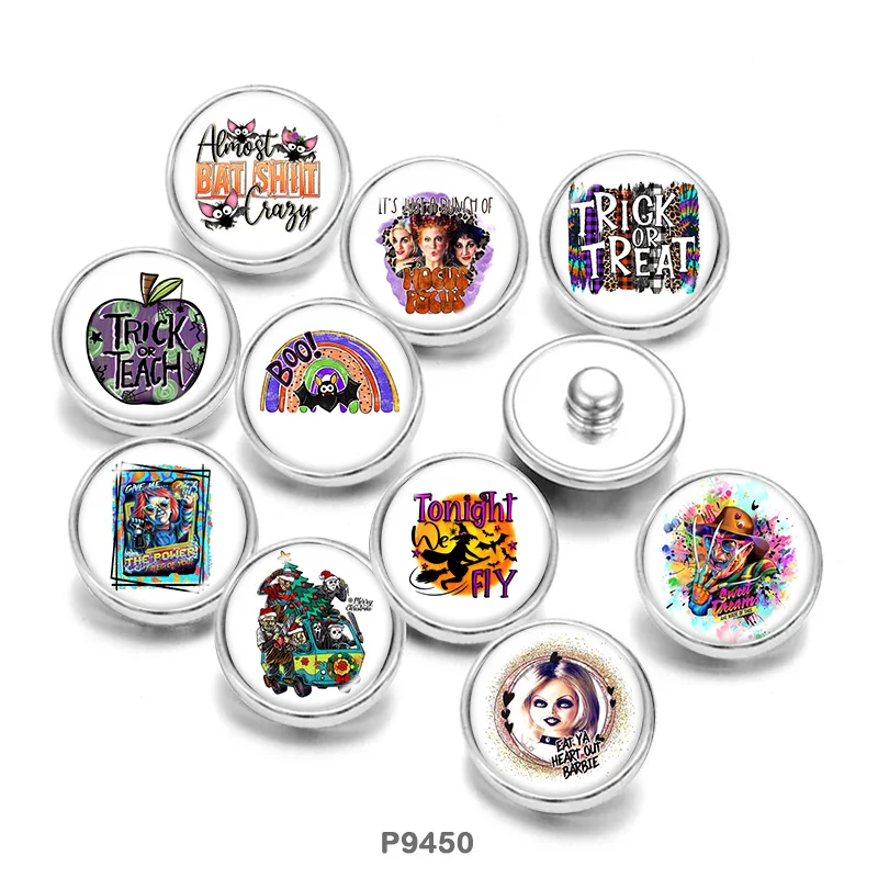 

Halloween Painted Stainless steel Glass Cabochons snaps button jewelry glass Snap Phase Box 20mm Earring P9450