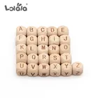 26 шт. Квадратные бусины алфавита из натурального бука, деревянные буквы для изготовления ювелирных изделий, игрушек, аксессуары сделай сам, детское ожерелье 10 мм