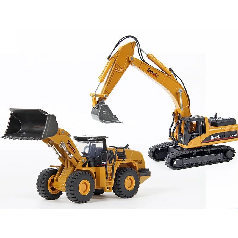 Excavator Loader TongLi сплав металлов игрушки 1:50 Масштаб раскопки машина колесный погрузчик грузовик инженерный технический автомобиль набор мальчиков Рождественский подарок - Цвет: Excavator Loader