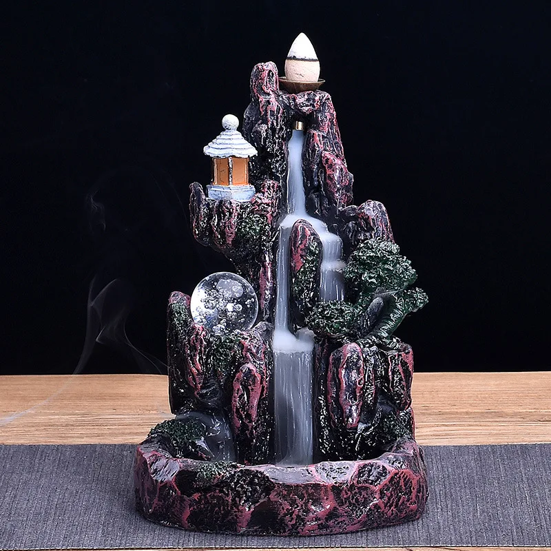 

Backflow Ramadan Incense Burner Holder Mountain Waterfall Smoke Fountain Incense Burner Holder Humidifier Incienso Home Decor