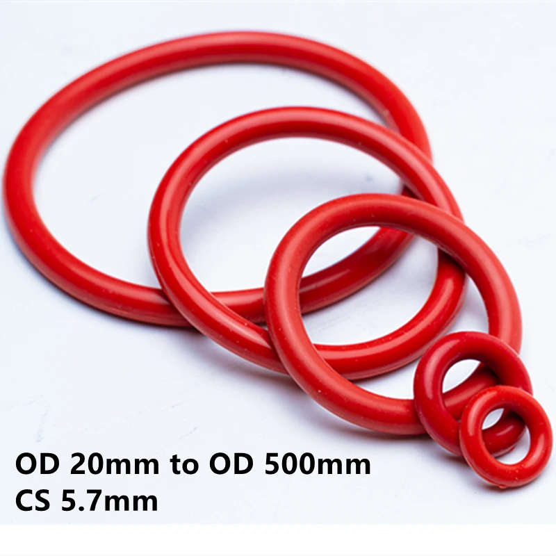

Custom CS 5.7mm 5pcs VMQ O Ring Washers Silicone Sealing Gaskets Spacer OD 28 - 500MM Red