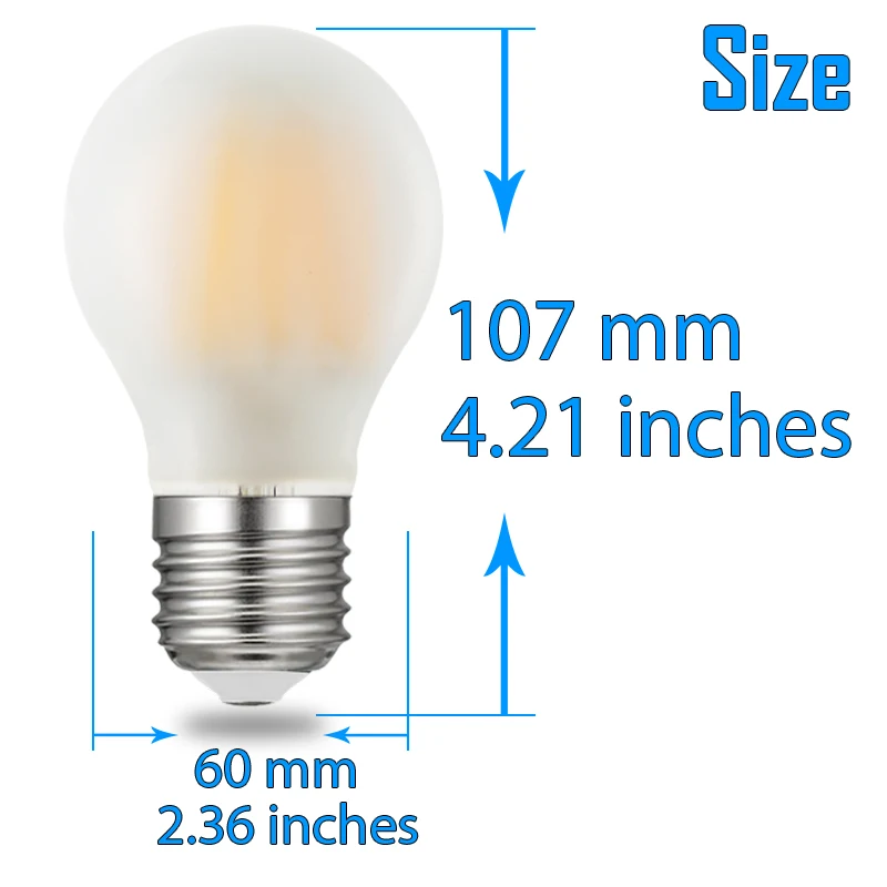 Диммируемая матовая A60 2W 4W 6W 8W Led E27 E26 Винтаж подвесной светильник в стиле ретро 110V