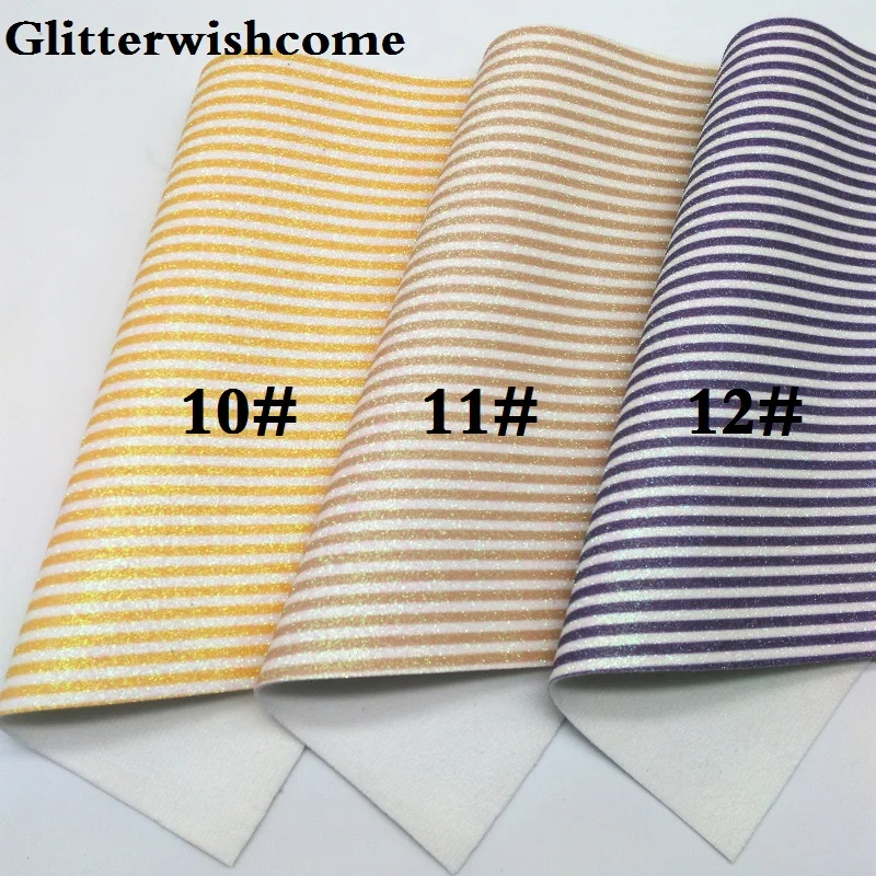 Glitterwishcome 21X29 см A4 Размер печатные полосы блеск синтетическая кожа искусственная из искусственной кожи Ткань Винил для бантов, GM025A