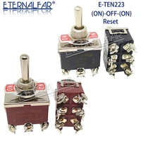 bakelite e ten223 high quality silver contact dpdt 12mm 10a 16a 250v ac on off on 6pin reset rocker toggle slide switch