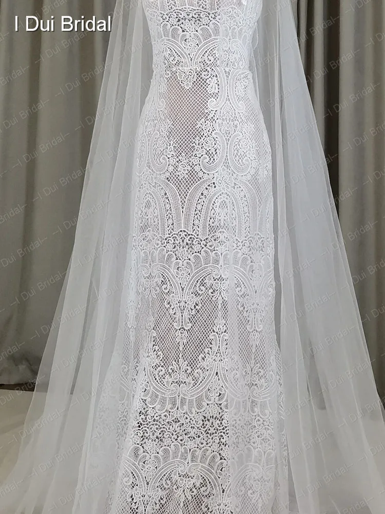 Sheath Wedding Dress with Cape Bridal Gown Custom Make