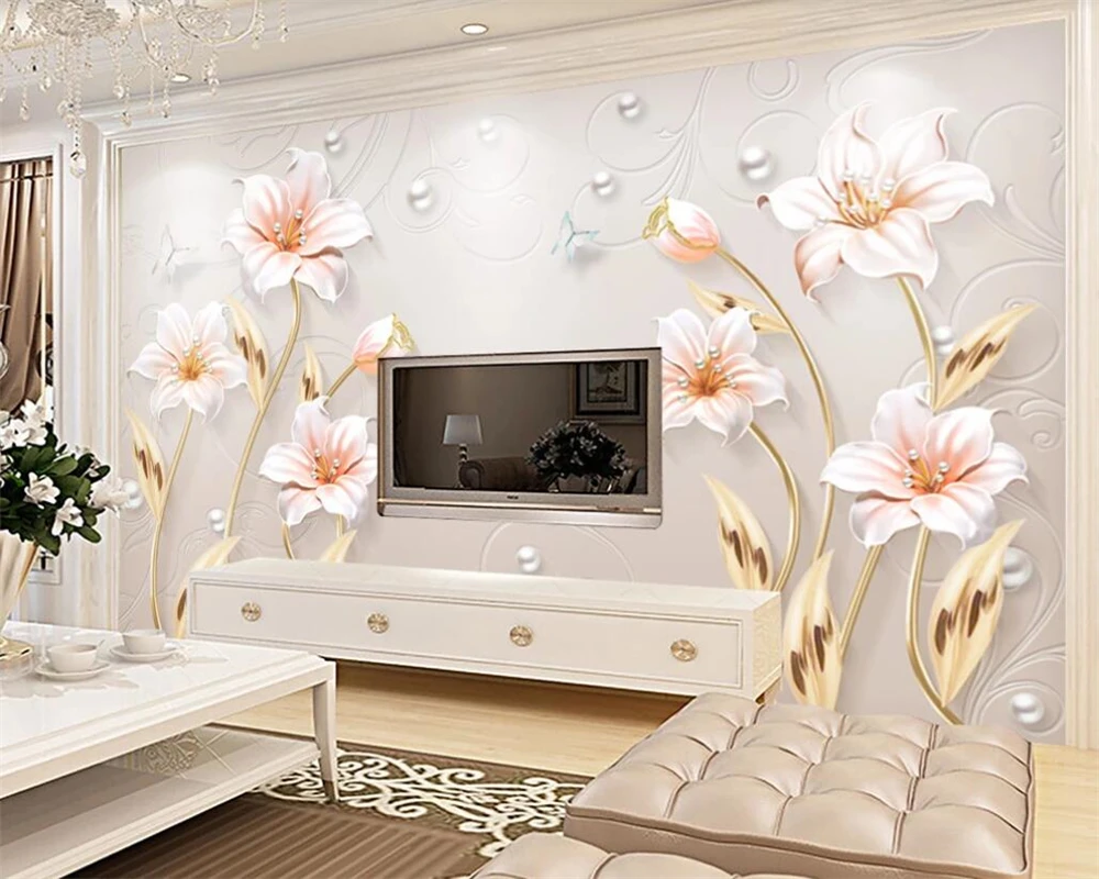 Обои на заказ бежевые 3d розы рельефные фото простые декоративные обои для стен 3 d