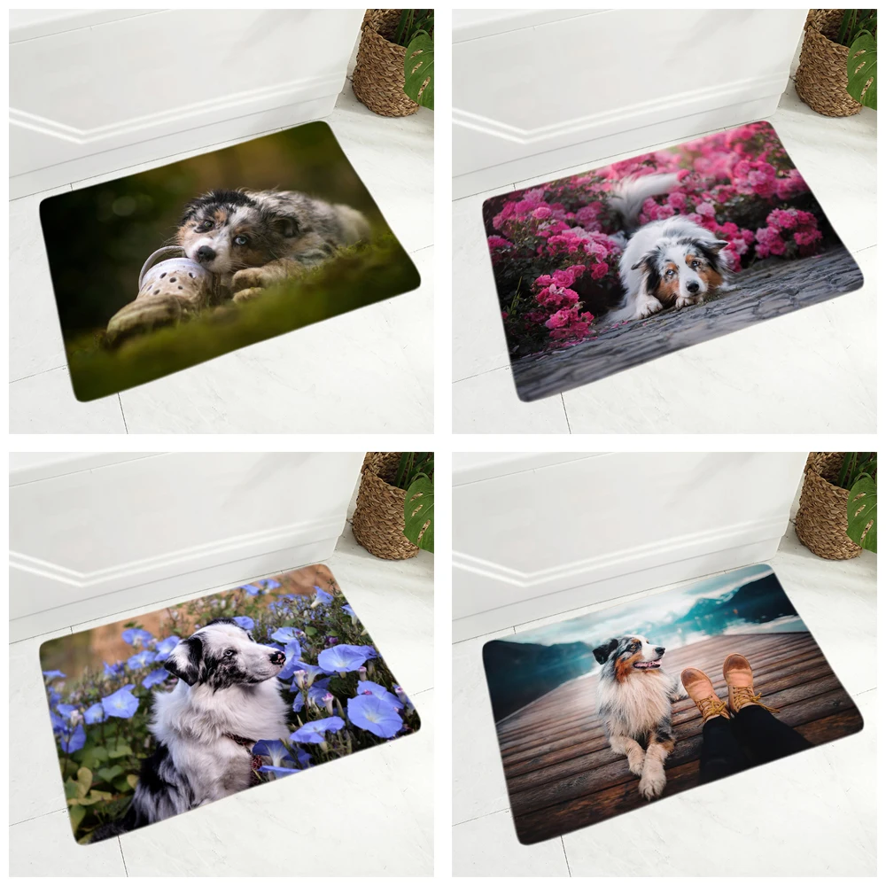 Австралийские овчарки животных фланель ковровое покрытие Коврик для прихожей