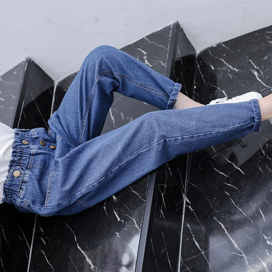 Джинсы для девочек 2020 новые джинсы с эластичным поясом Осенние повседневные