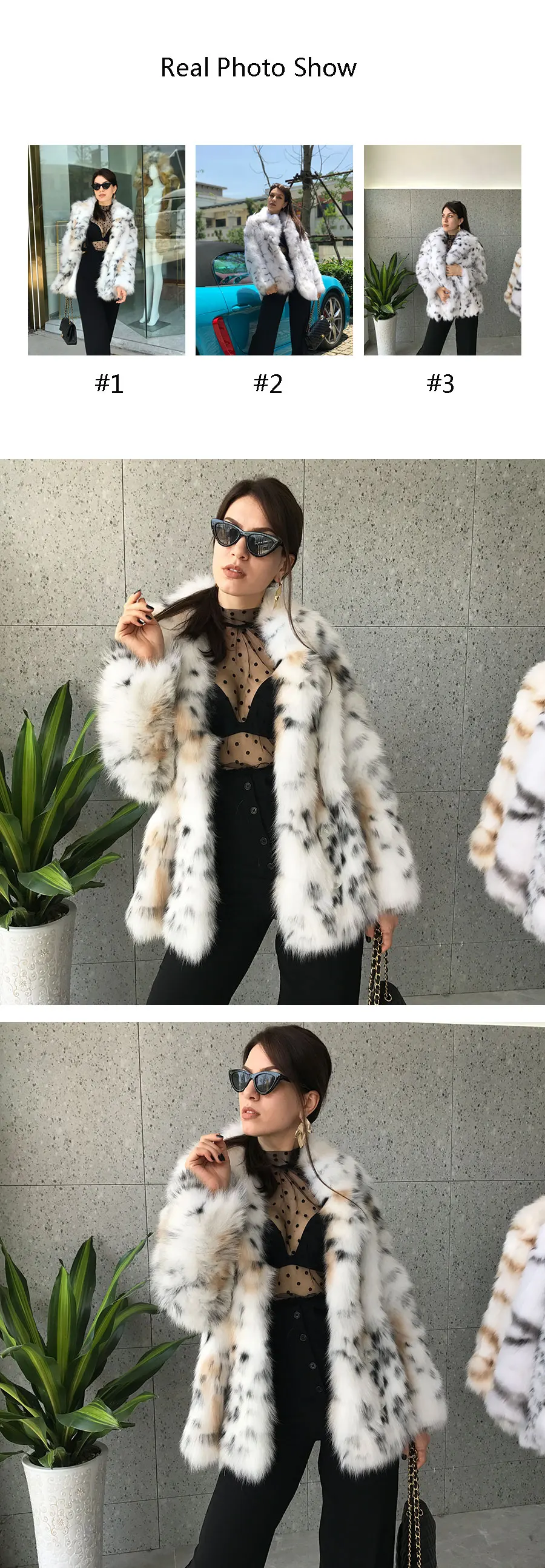 EIFURKOP Sexy Fashion Leopard Pattern Real Fox Fur Coat with big Collar Women Natural Fox Fur Jacket Long Sleeves WarmFur Coats