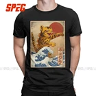 Футболка мужская с короткими рукавами, забавная винтажная тенниска из чистого хлопка, с круглым вырезом, с изображением кошки, монстров, размера плюс, лето