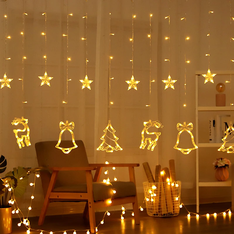 

LED Garland Curtain Christmas Light String Star Fairy Lights On The Window Outdoor For Room Tree Wedding Party New Year Decor