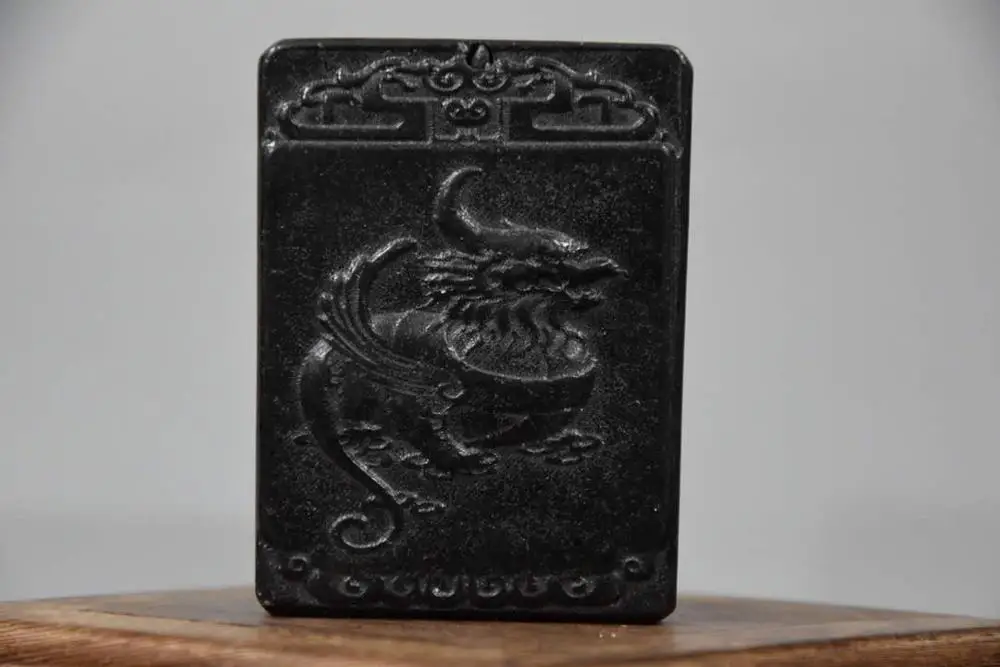 

Hongshan culture archaize black iron meteorite God beast statue pendant sculpture #4